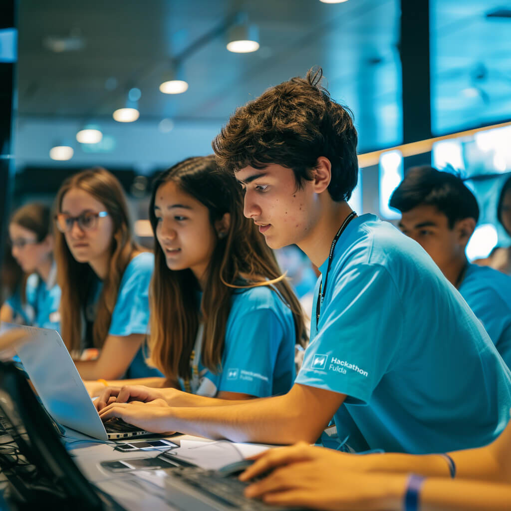 Schüler und Studenten arbeiten an Laptops